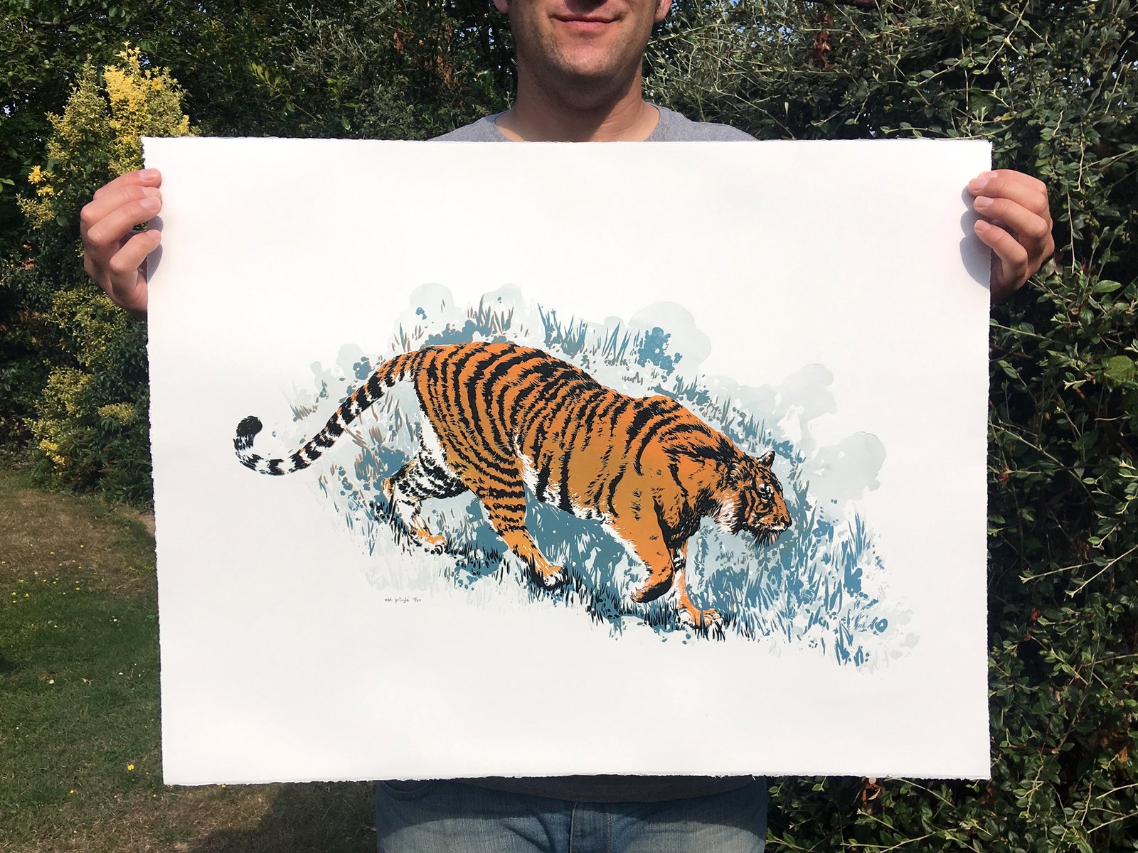 Tiger Original Linocut Animal Print